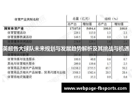 英超各大球队未来规划与发展趋势解析及其挑战与机遇